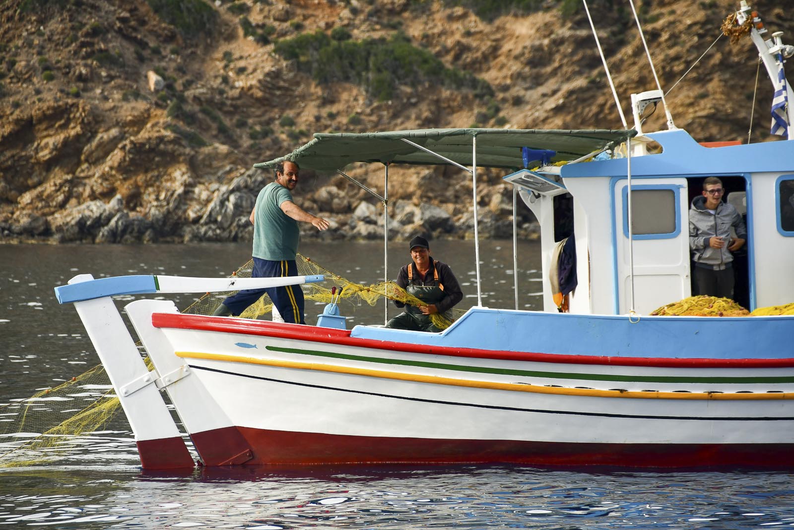 Vissersboot in haven Lipsi Griekenland